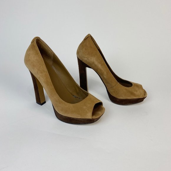 MRKT Platform Suede Open Toe Heels! Size 8 - Picture 4 of 8